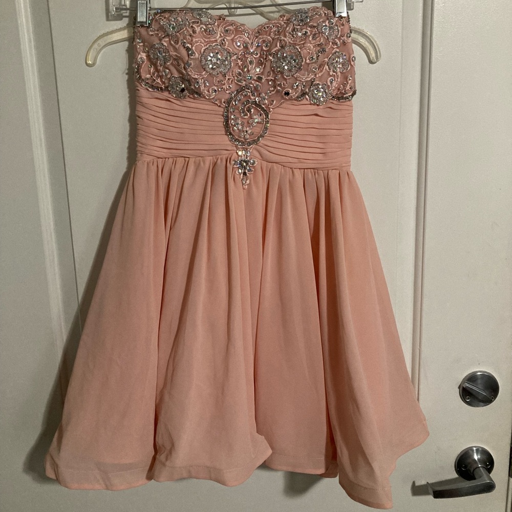 SEQUIN HEARTS Strapless, Short Dress, Size 7